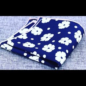 Blue and white pocket square